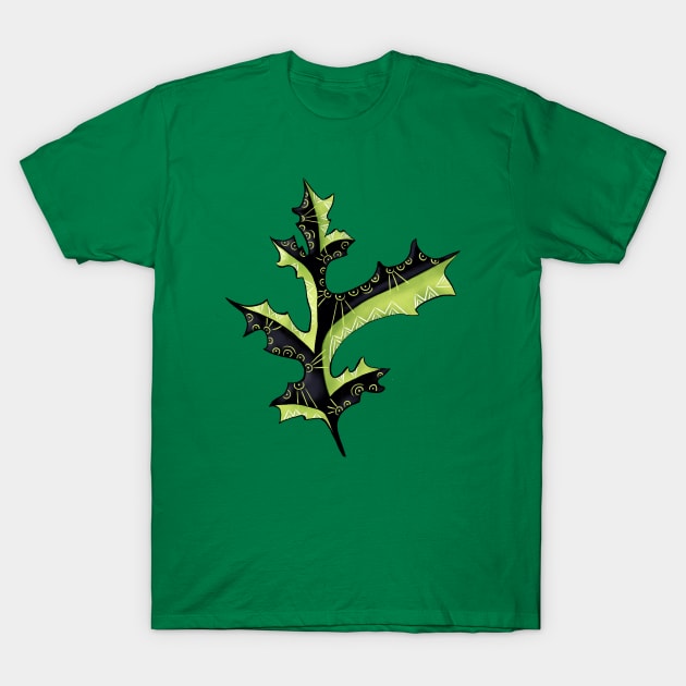 Bizarre Oak Leaf With Tattoos T-Shirt by Boriana Giormova